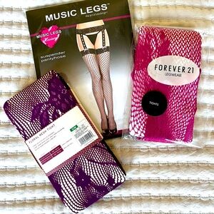 NWT set of 3 fishnet/mesh tights & stockings , size S/M,